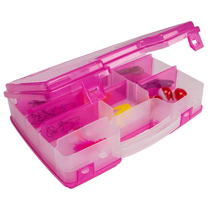 Pink Fishing Compact Plastic Tackle Box Kids Storage