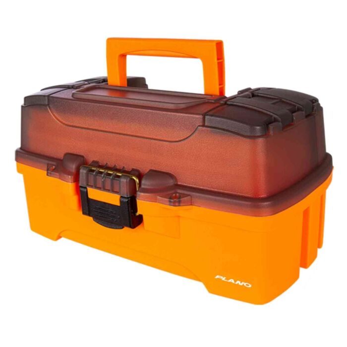 Bright Orange Two Tray Plastic Tool Box Tackle Storage