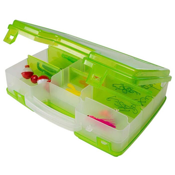 Green Fishing Compact Plastic Tackle Box Kids Storage